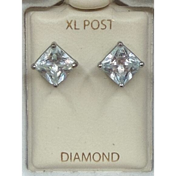 Piercing Pagoda Pair of 4mm Princess-Cut Cubic Zirc Solitaire Earrings - Picture 3 of 8